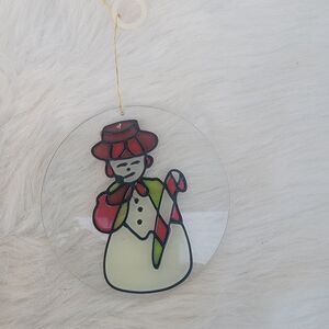 faux stained glass ornament Acrylic Snowman woman holiday ornament
